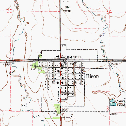 Topographic Map of Bison, KS