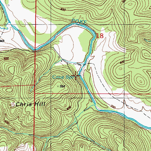 Topographic Map of Cave Spring, AR