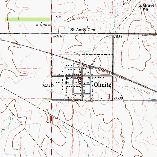 Topographic Map of Olmitz, KS