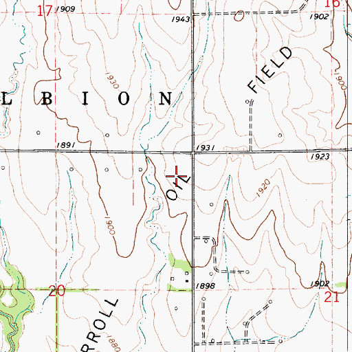 Topographic Map of Carroll Oil Field, KS
