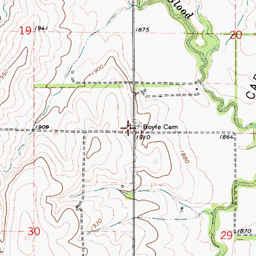 Topographic Map of Boyle Cemetery, KS