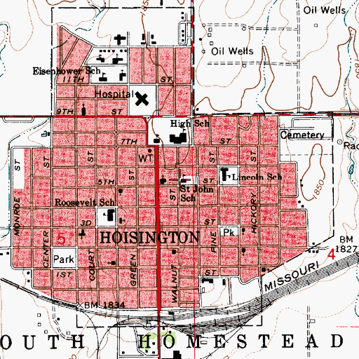 Topographic Map of Saint John the Evangelist Elementary School, KS