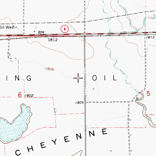 Topographic Map of Redwing Oil Field, KS