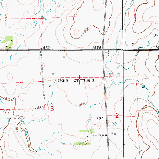 Topographic Map of Odin Oil Field, KS