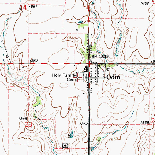 Topographic Map of Holy Family Cemetery, KS