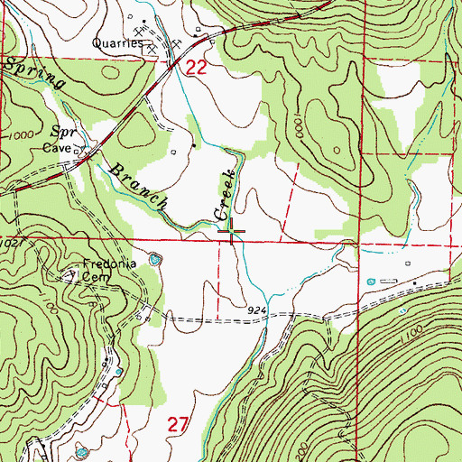 Topographic Map of Cave Spring Branch, AR