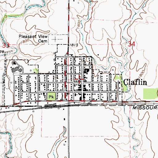 Topographic Map of Claflin, KS