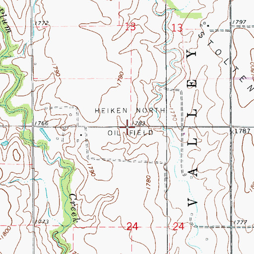 Topographic Map of Heiken North Oil Field, KS