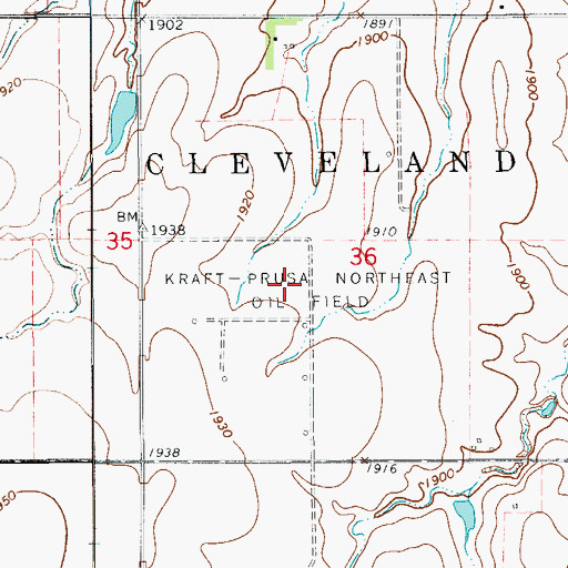 Topographic Map of Kraft-Prusa Northeast Oil Field, KS