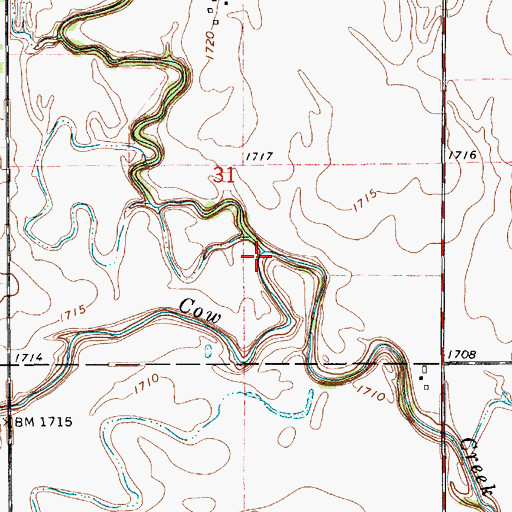 Topographic Map of Plum Creek, KS