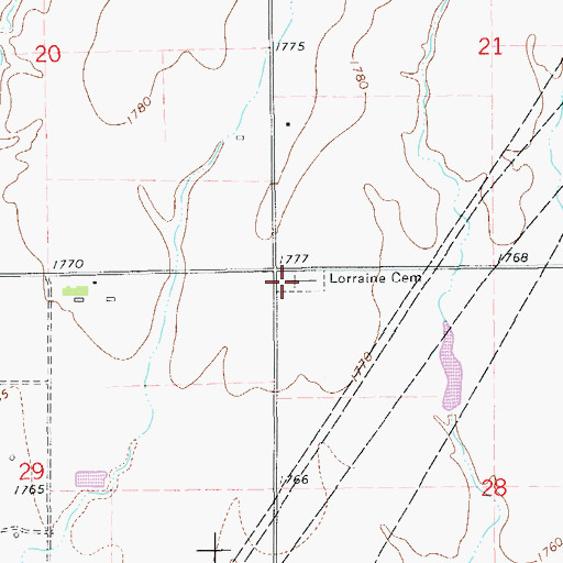 Topographic Map of Lorraine Cemetery, KS