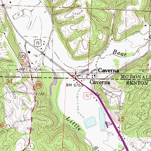Topographic Map of Caverna, MO