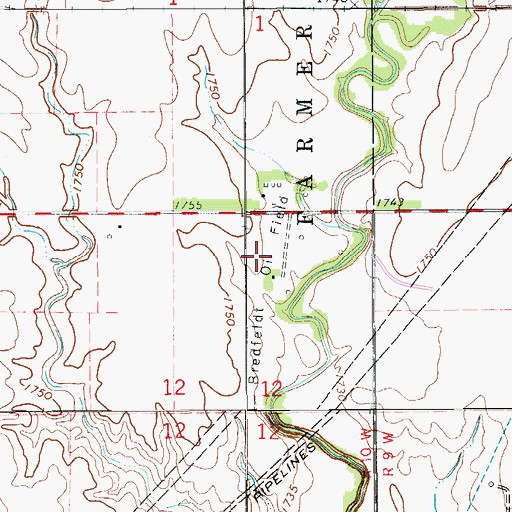 Topographic Map of Bredfeldt Oil Field, KS