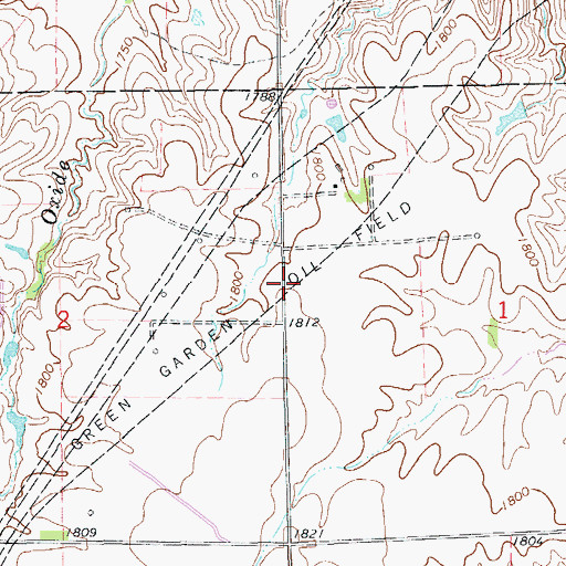Topographic Map of Green Garden Oil Field, KS