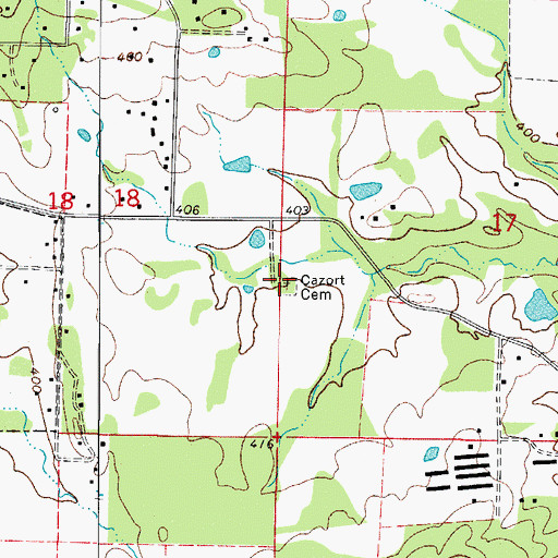 Topographic Map of Cazort Cemetery, AR
