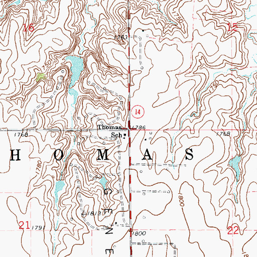 Topographic Map of Township of Thomas, KS
