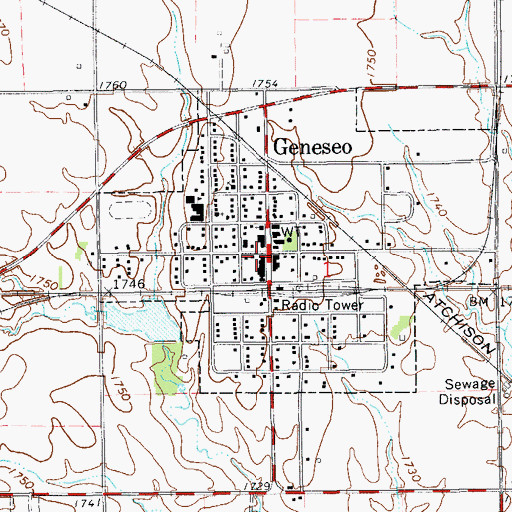 Topographic Map of Geneseo, KS