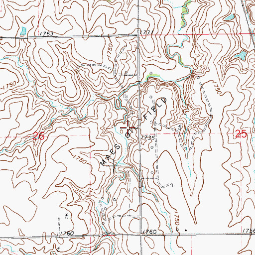 Topographic Map of Maes Oil Field, KS