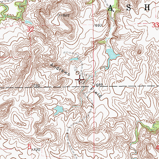 Topographic Map of Andrews Oil Field, KS