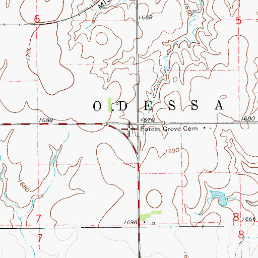 Topographic Map of Forest Grove Cemetery, KS