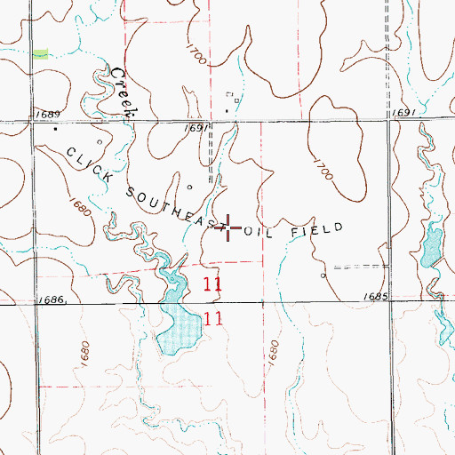 Topographic Map of Click Southeast Oil Field, KS