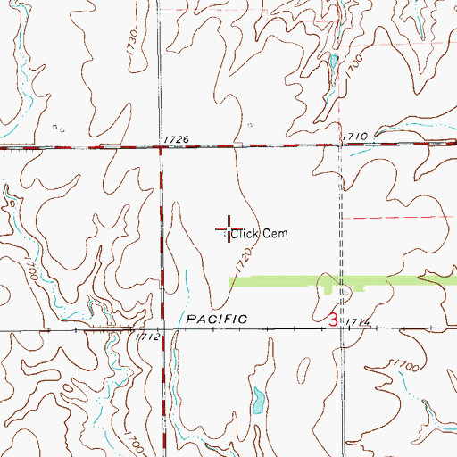 Topographic Map of Click Cemetery, KS