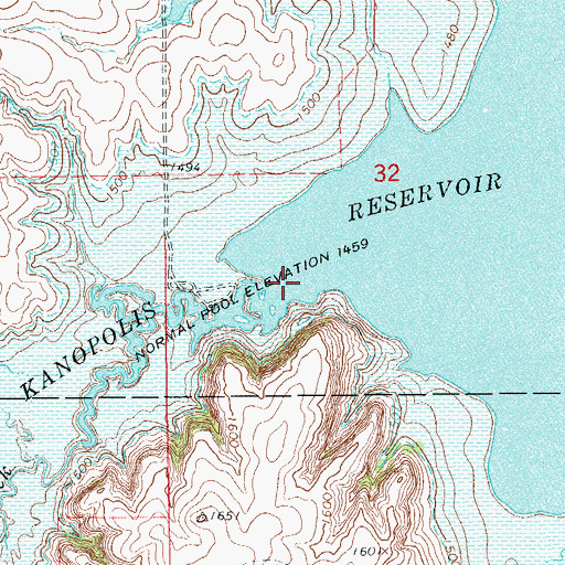 Topographic Map of Bluff Creek, KS