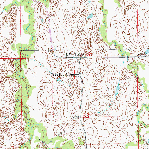 Topographic Map of Scates Cemetery, KS