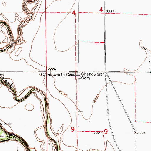 Topographic Map of Chenoworth Cemetery, KS