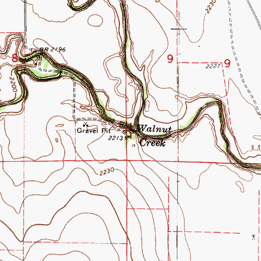 Topographic Map of South Fork Walnut Creek, KS