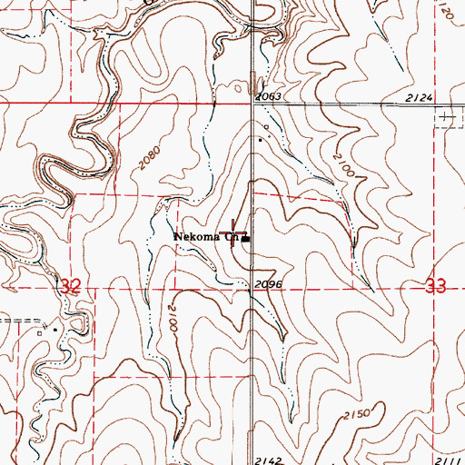 Topographic Map of Nekoma Church, KS