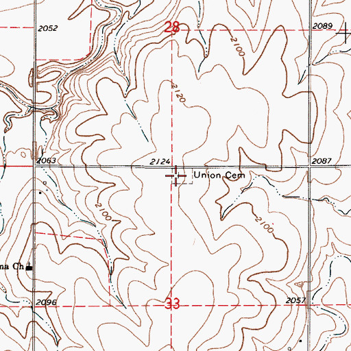 Topographic Map of Union Cemetery, KS