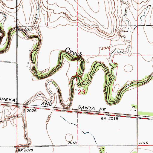 Topographic Map of Old Maids Fork, KS