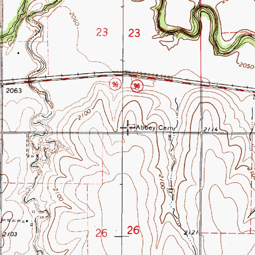 Topographic Map of Abbey Cemetery, KS