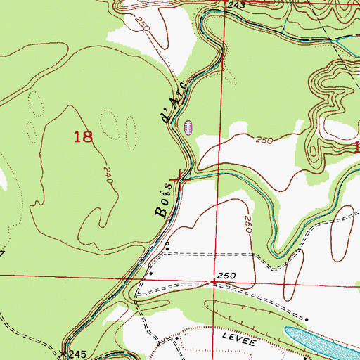 Topographic Map of Cedar Bayou, AR