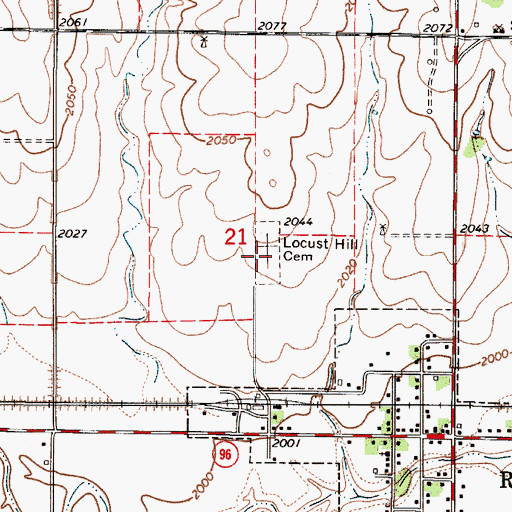 Topographic Map of Locust Hill Cemetery, KS