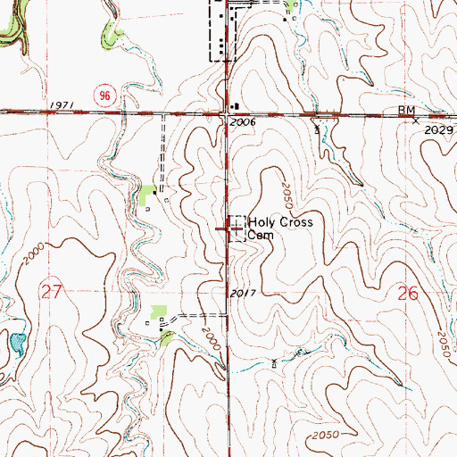 Topographic Map of Holy Cross Cemetery, KS