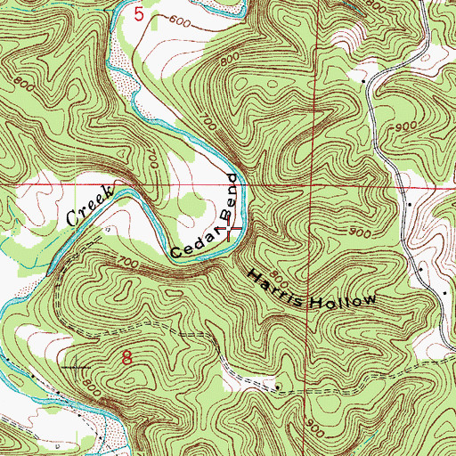 Topographic Map of Cedar Bend, AR