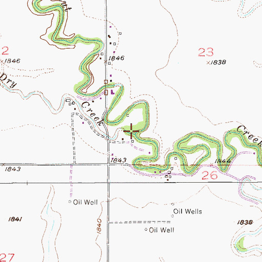 Topographic Map of Dry Walnut Creek, KS