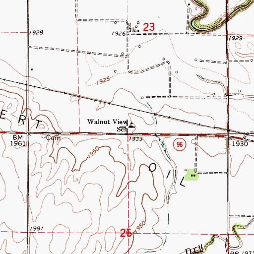 Topographic Map of Walnut View School, KS