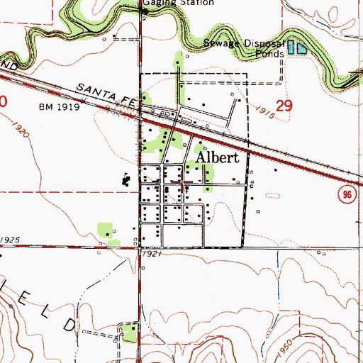 Topographic Map of Albert, KS