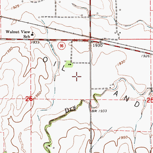 Topographic Map of Otis-Albert Oil and Gas Field, KS