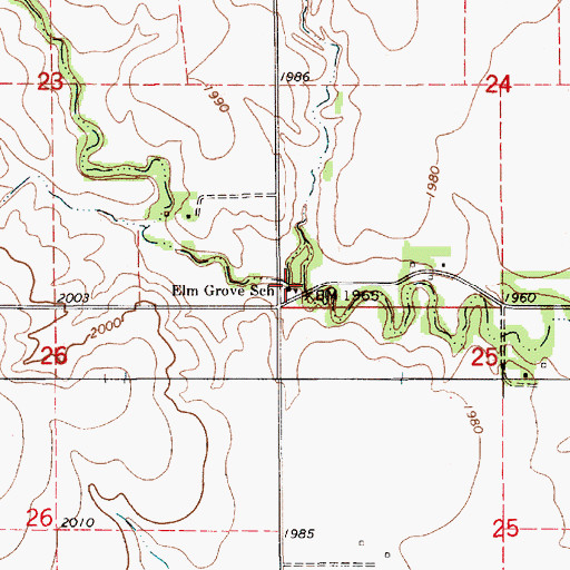 Topographic Map of Elm Grove School, KS