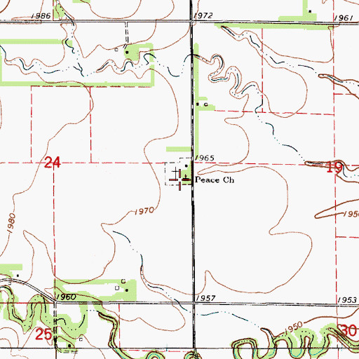 Topographic Map of Peace Lutheran Church, KS
