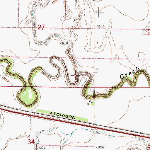 Topographic Map of Boot Creek, KS