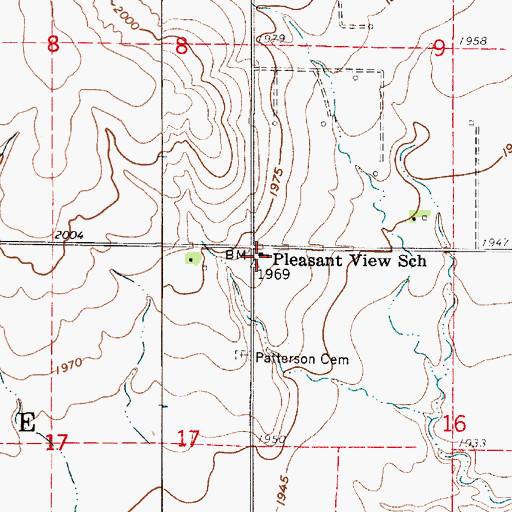 Topographic Map of Pleasant View School, KS