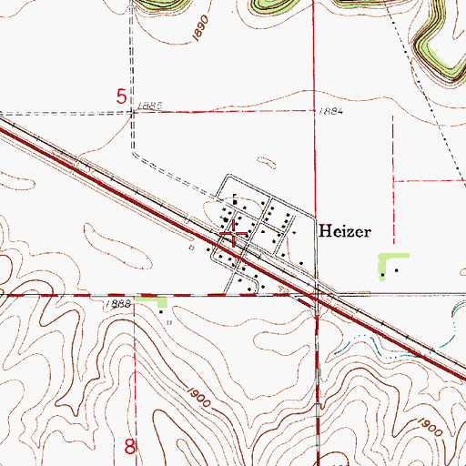 Topographic Map of Heizer, KS