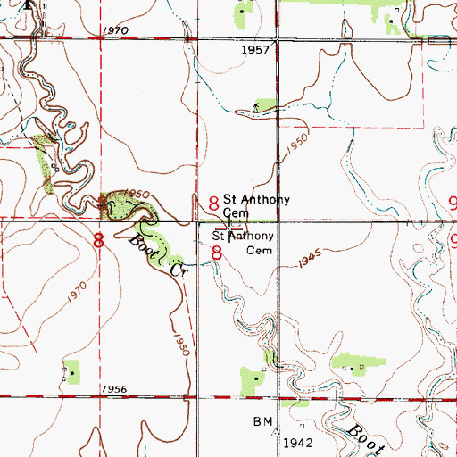Topographic Map of Saint Anthony Cemetery, KS
