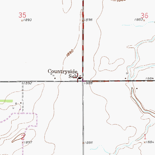 Topographic Map of Countryside School, KS