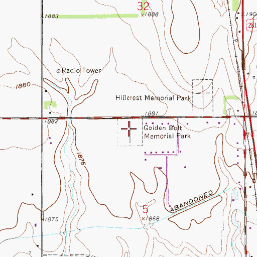 Topographic Map of Golden Belt Memorial Park, KS